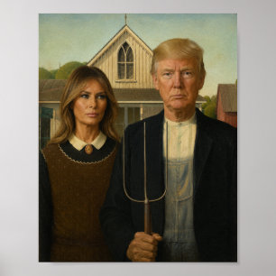 Moderne Amerikaanse gotiek - Trump & Melania-parod Poster