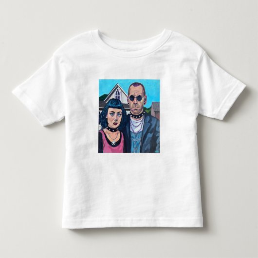 Moderne Amerikaanse gotische kunst - geïnspireerd Kinder Shirts (Voorkant)