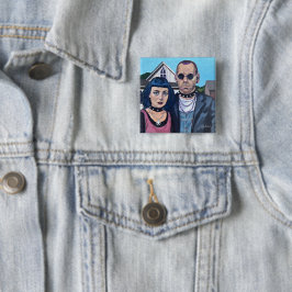 Moderne Amerikaanse gotische kunst - geïnspireerd Vierkante Button 5,1 Cm
