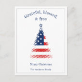 Moderne Amerikaanse kerstboomkoorts met vlag Feestdagenkaart (Voorkant)