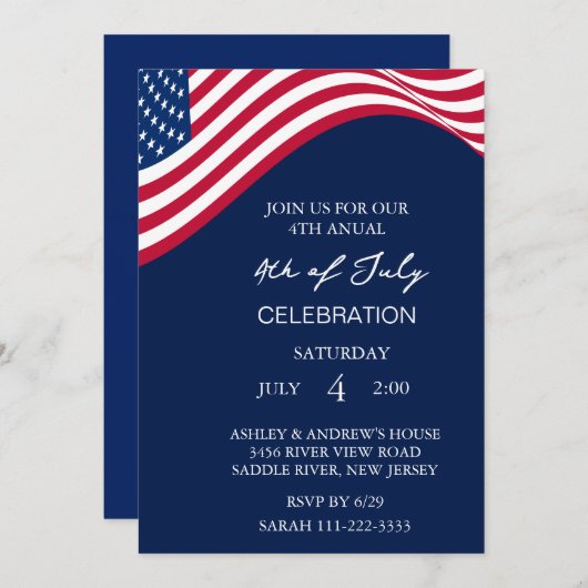 Moderne Amerikaanse viering 4 juli-feestje Kaart (Voorkant / Achterkant)