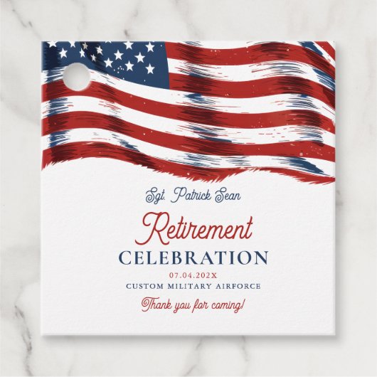 Moderne Amerikaanse vlag 4 juli Legerpensioen Bedankjes Labels (Voorkant)