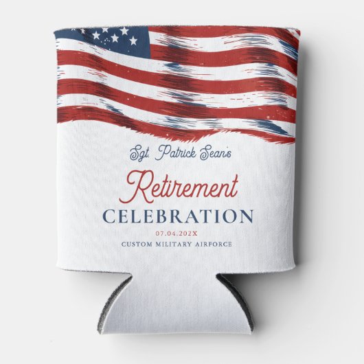 Moderne Amerikaanse vlag 4 juli Legerpensioen Blikjeskoeler (Voorkant)
