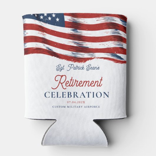 Moderne Amerikaanse vlag 4 juli Legerpensioen Blikjeskoeler (Achterkant)