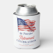 Moderne Amerikaanse vlag 4 juli Legerpensioen Blikjeskoeler (Blikje Voorkant)
