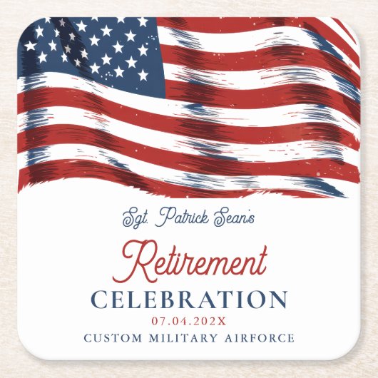 Moderne Amerikaanse vlag 4 juli Legerpensioen Kartonnen Onderzetters (Voorkant)