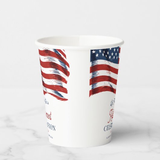 Moderne Amerikaanse vlag 4 juli Legerpensioen Papieren Bekers (Links)