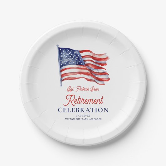 Moderne Amerikaanse vlag 4 juli Legerpensioen Papieren Bordje (Voorkant)