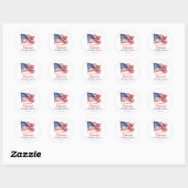 Moderne Amerikaanse vlag 4 juli Legerpensioen Ronde Sticker (Vel)