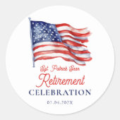 Moderne Amerikaanse vlag 4 juli Legerpensioen Ronde Sticker (Voorkant)