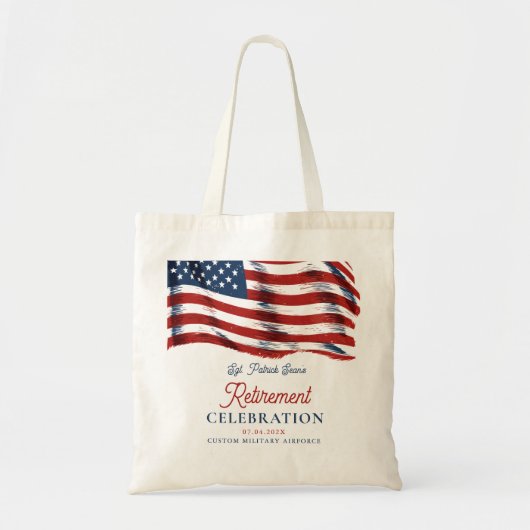 Moderne Amerikaanse vlag 4 juli Legerpensioen Tote Bag (Voorkant)