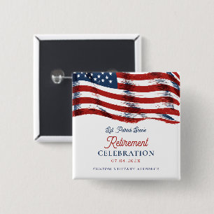 Moderne Amerikaanse vlag 4 juli Legerpensioen Vierkante Button 5,1 Cm