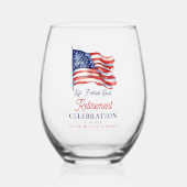 Moderne Amerikaanse vlag 4 juli Legerpensioen Wijnglas Zonder Voet (Voorkant)