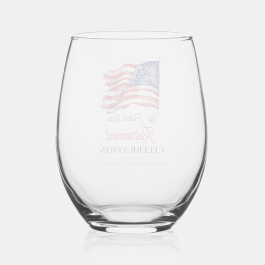 Moderne Amerikaanse vlag 4 juli Legerpensioen Wijnglas Zonder Voet (Achterkant)