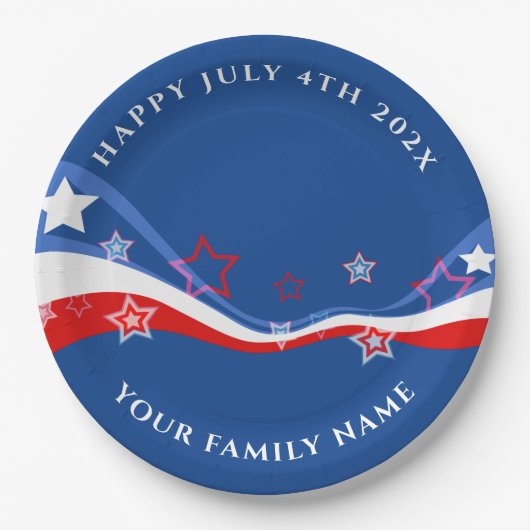 Moderne Amerikaanse vlag 4 juli ontwerp Papieren Bordje (Voorkant)