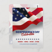 Moderne Amerikaanse vlag 4th van juli Party uitnod Briefkaart (Voorkant / Achterkant)