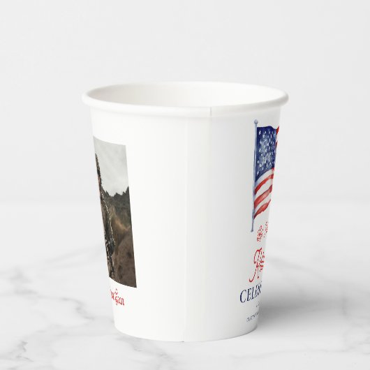 Moderne Amerikaanse vlag foto leger pensioen Papieren Bekers (Rechts)