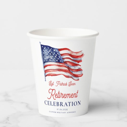 Moderne Amerikaanse vlag foto leger pensioen Papieren Bekers (Voorkant)