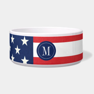 Moderne Amerikaanse vlag met monogram Voerbakje