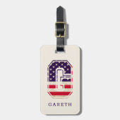 Moderne Amerikaanse vlag Monogram G Bagagelabel (Voorkant verticaal)