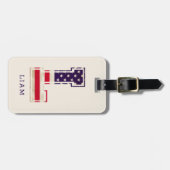 Moderne Amerikaanse Vlag Monogram L Bagagelabel (Voorkant horizontaal)