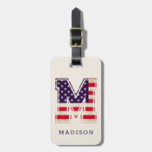 Moderne Amerikaanse vlag monogram M Bagagelabel (Voorkant verticaal)