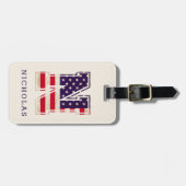 Moderne Amerikaanse vlag monogram N Bagagelabel (Voorkant horizontaal)
