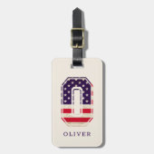 Moderne Amerikaanse vlag Monogram O Bagagelabel (Voorkant verticaal)
