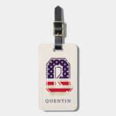 Moderne Amerikaanse vlag Monogram Q Bagagelabel (Voorkant verticaal)