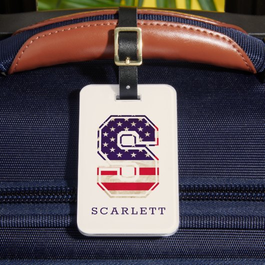 Moderne Amerikaanse vlag monogram S Bagagelabel (Voorkant Insitu 2)