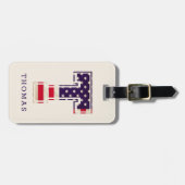 Moderne Amerikaanse vlag monogram T Bagagelabel (Voorkant horizontaal)