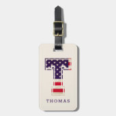 Moderne Amerikaanse vlag monogram T Bagagelabel (Voorkant verticaal)