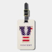 Moderne Amerikaanse vlag monogram V Bagagelabel (Voorkant verticaal)