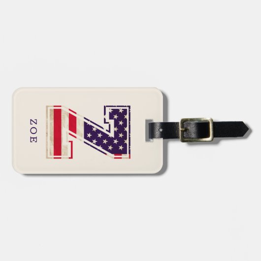 Moderne Amerikaanse vlag monogram Z Bagagelabel (Voorkant horizontaal)