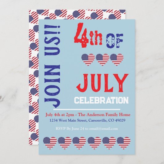 Moderne Amerikaanse vlag Patriottische 4 juli Kaart (Voorkant / Achterkant)
