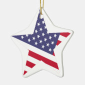 Moderne Amerikaanse vlag: rood wit blauw Keramisch Ornament (Links)