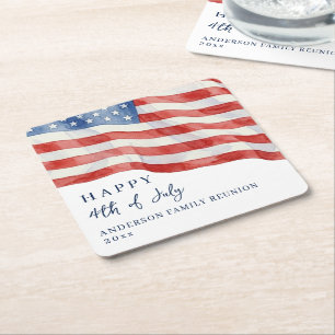 Moderne Amerikaanse waterverf vlag 4 juli feest Kartonnen Onderzetters