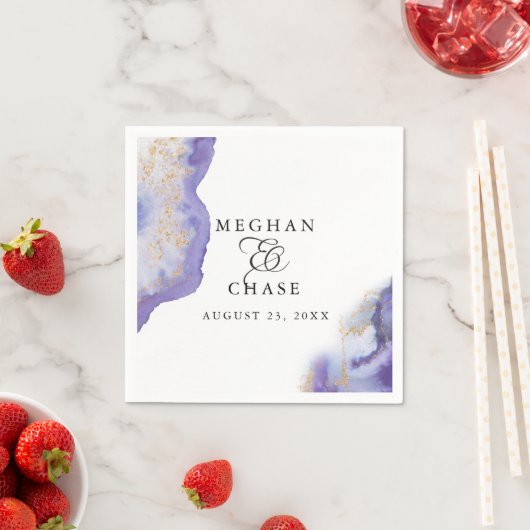 Moderne Amethist Aquarel Geode BarefootBride™ Servet (Insitu)