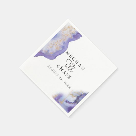 Moderne Amethist Aquarel Geode BarefootBride™ Servet (Hoek)