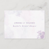 Moderne Amethist Aquarel Script Bruidsdouche Bedankkaart (Achterkant)