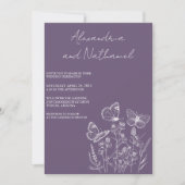 Moderne Amethist Paars & Witte Vlinder Bruiloft Kaart (Voorkant)