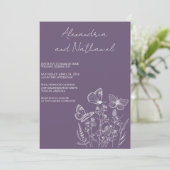 Moderne Amethist Paars & Witte Vlinder Bruiloft Kaart (Staand voorkant)