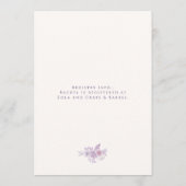 Moderne Amethyst Bloemige Bruiloftsbruiloft Aangep Kaart (Achterkant)