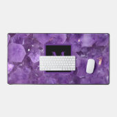 Moderne Amethyst Geboortesteen Monogram Naam Bureaumat (Keyboard & Muis)