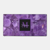 Moderne Amethyst Geboortesteen Monogram Naam Bureaumat (Voorkant)