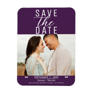 Moderne Amethyst Paarse Save the Date Huwelijksfot Magneet