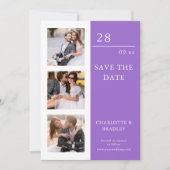 Moderne Amethyst Vier Foto Huwelijk Save The Date (Voorkant)