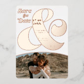 Moderne ampersand 2 foto's redden de datum waarop  folie uitnodiging (Voorkant)