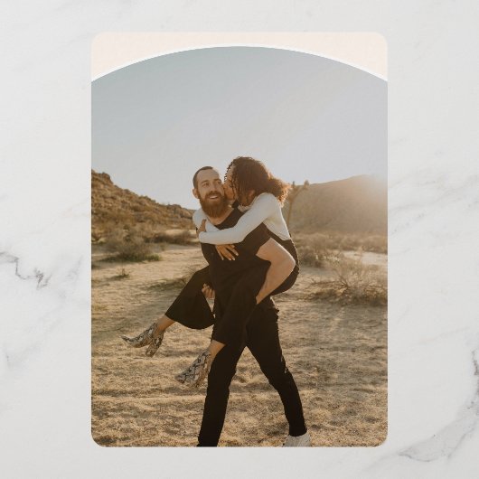 Moderne ampersand 2 foto's redden de datum waarop  folie uitnodiging (Achterkant)