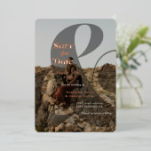 Moderne ampersand bedekking 2 foto's sparen de dat folie uitnodiging (Staand Voorkant)